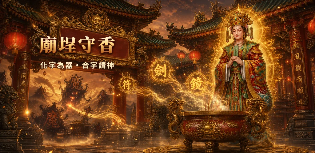 廟埕守香結合台灣民俗的遊戲主視覺